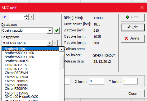 CutView machine database